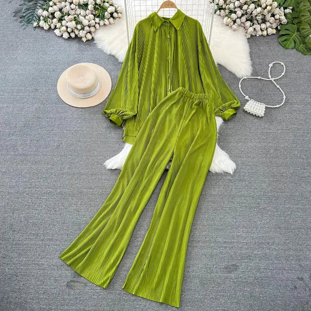 Fashion New Women Solid Casual Loose Two Pieces Set