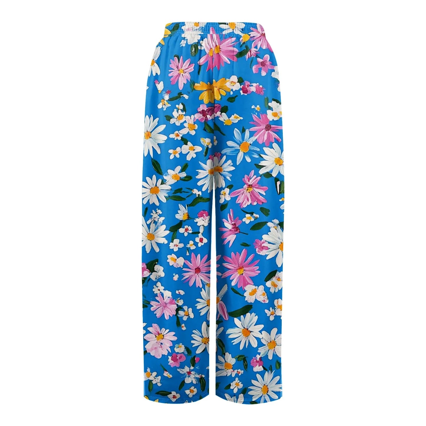 floral print loose wide-leg pants with elastic waist