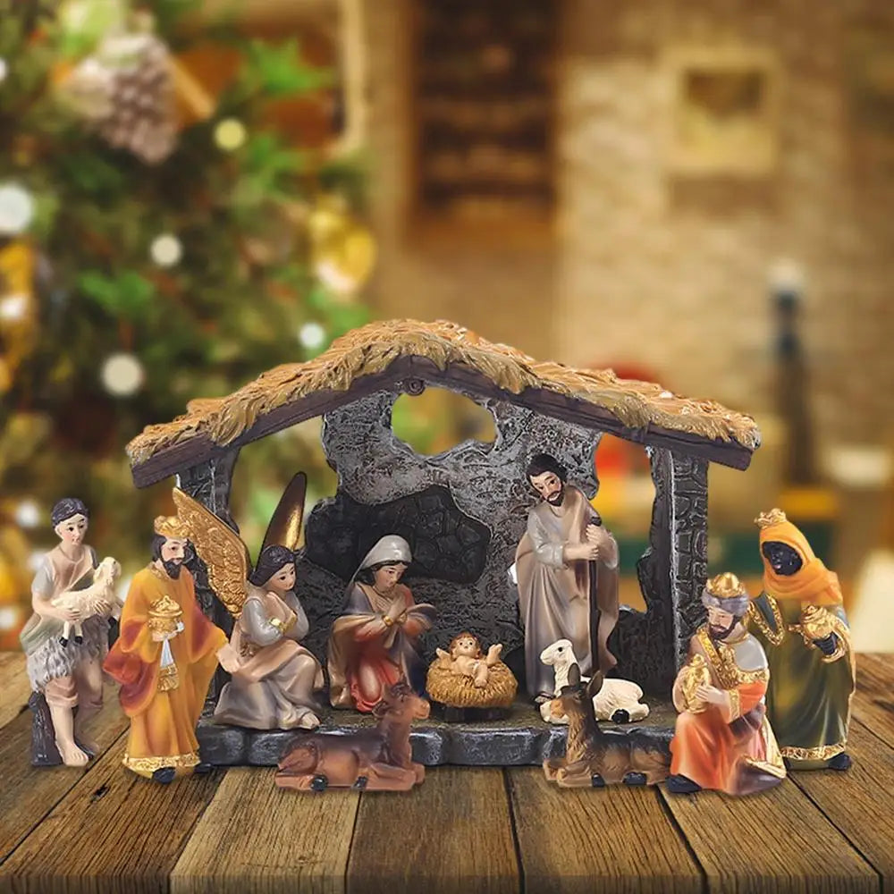 Christmas Nativity Set 12pcs/set Resin Christmas Figurines Nativity Scene