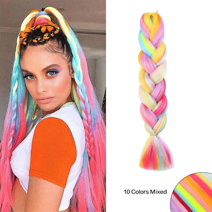 Jumbo Braiding Hair Rainbow Colors Extensions Fi