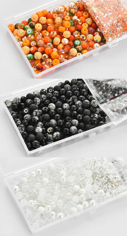 Glass Beads Jewelry Making Kit Green Color Glass Round Loose Beads