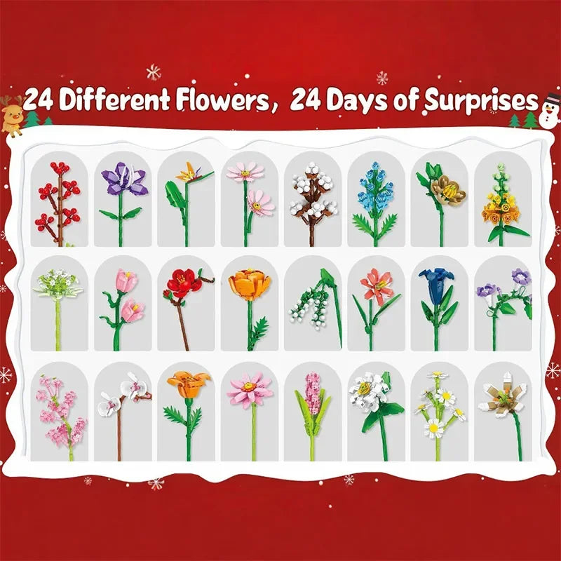 24 Days Flower Bouquet Building Blocks