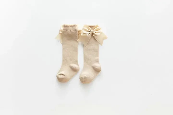 Kids Knee High Socks Baby Girls Cotton Socks Big Bow