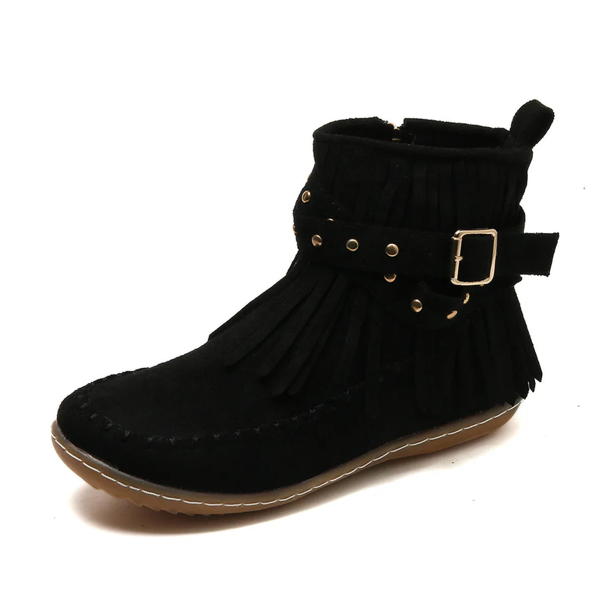 Women Shoes Flat Heel Ankle Boots Retro Suede