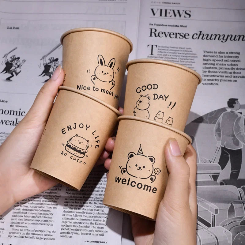 50PCS Disposable Biodegradable Paper Cup T