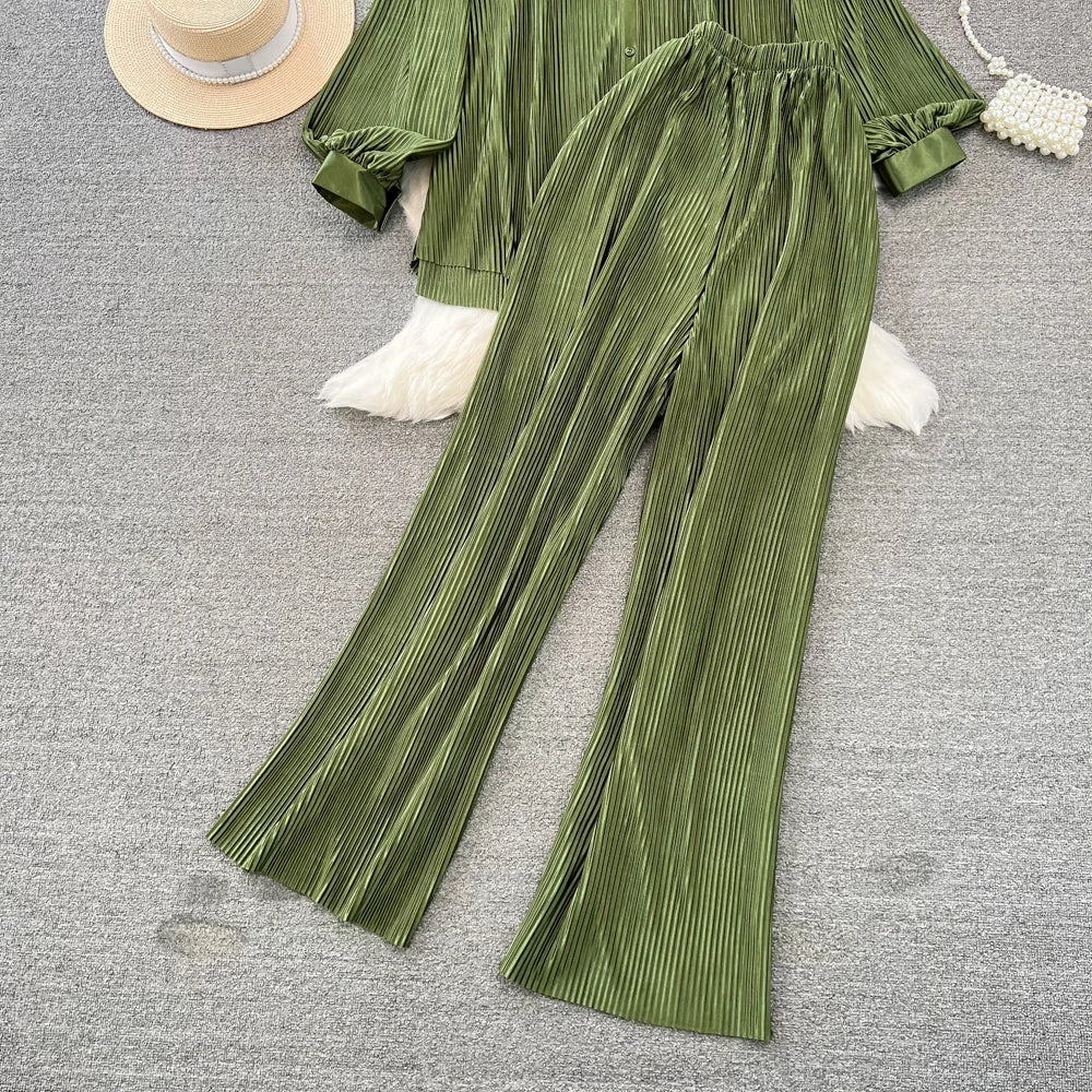 Fashion New Women Solid Casual Loose Two Pieces Set