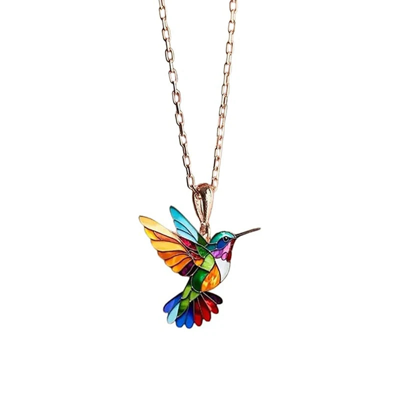 Alloy Colorful Hummingbird necklace
