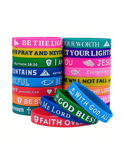 20/30/40pcs Silicone Bracelets Bulk christian bible verse