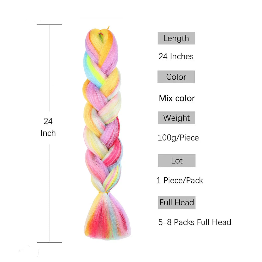 Jumbo Braiding Hair Rainbow Colors Extensions Fi