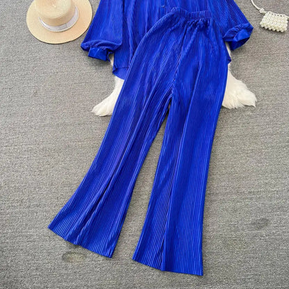 Fashion New Women Solid Casual Loose Two Pieces Set