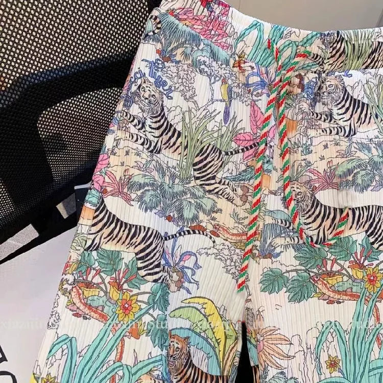 Tiger Print Wide Leg Pants