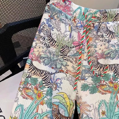 Tiger Print Wide Leg Pants