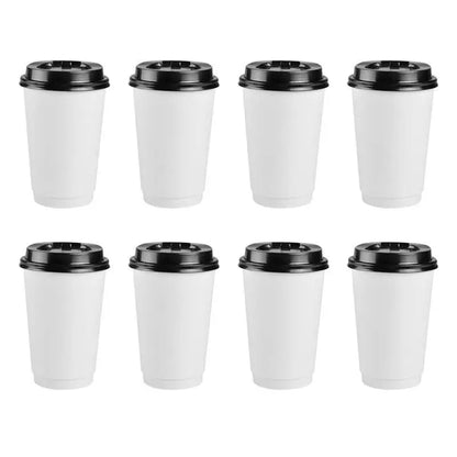 Paper Cup Disposable Takeaway Double Layer Coffee Cup with Lid