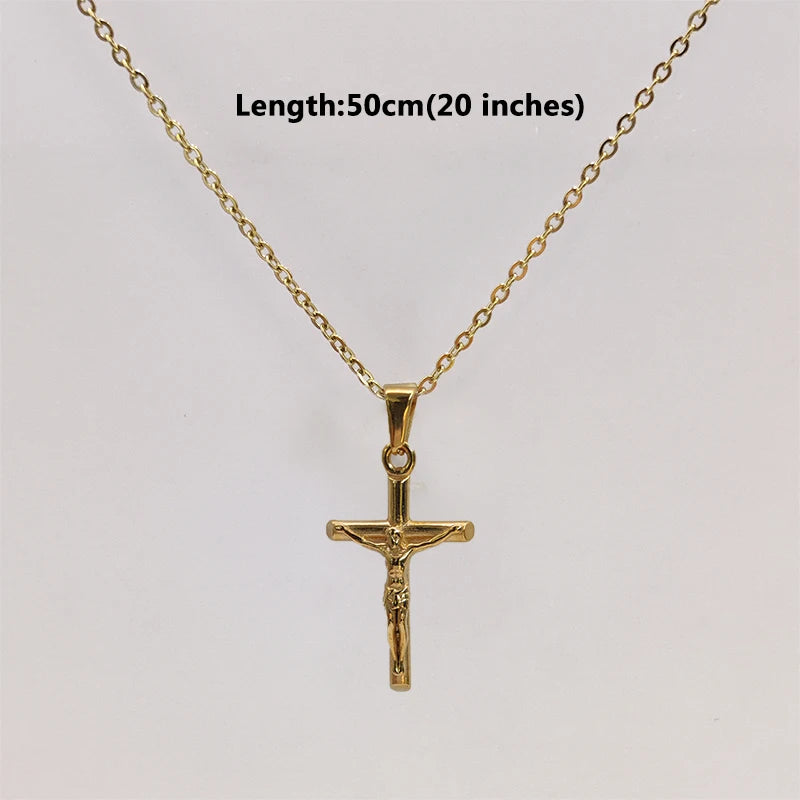 Jesus Cross 18k Gold Plated Stainless Steel Pendant