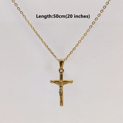 Jesus Cross 18k Gold Plated Stainless Steel Pendant