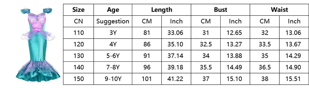 Girls Mermaid Dress Charm Princess