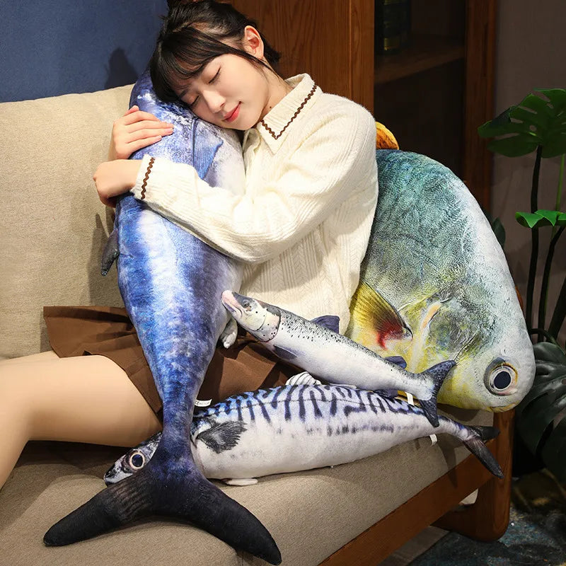40/60cm Simulation Funny Fish  Stuffed Animal Lifelike Tuna or Mackerel