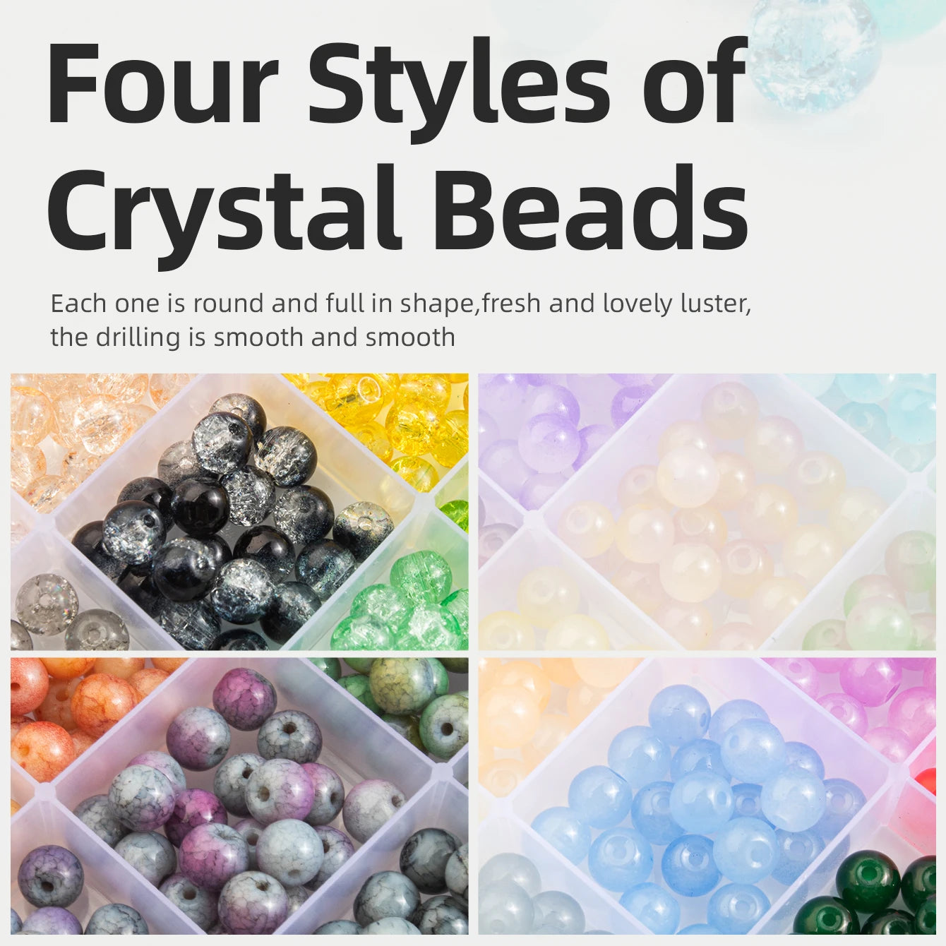 Glass Beads Bracelet Making Kits 28 Colors 8mm Crystal Beads Round Gemstone