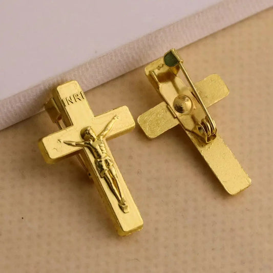 15Pcs Crucifix Cross Brooches Christian INRI Cross Badges Lapel Pin