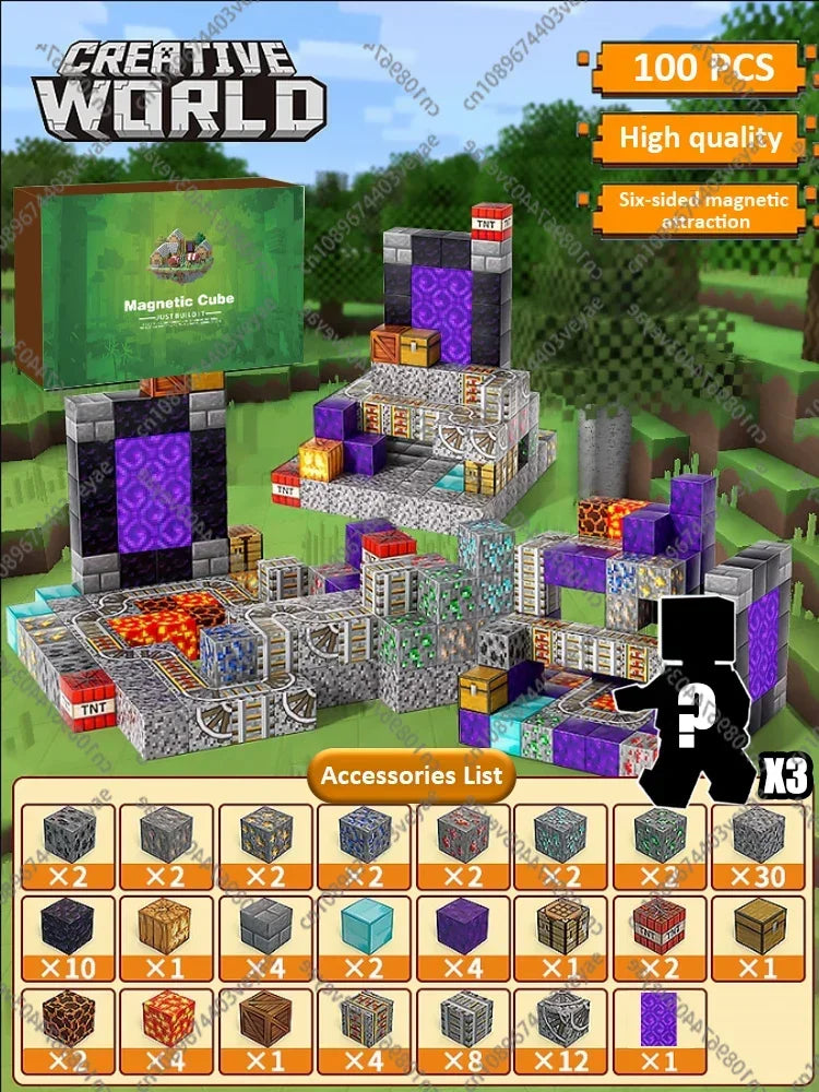 Minecraft Magnetic Building Blocks Mine World Magnet