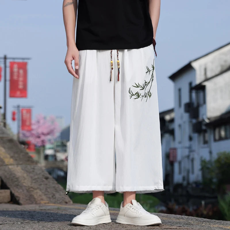 Mens Lightweight Pants Loose Fit with Elastic Waistband and Drawstring