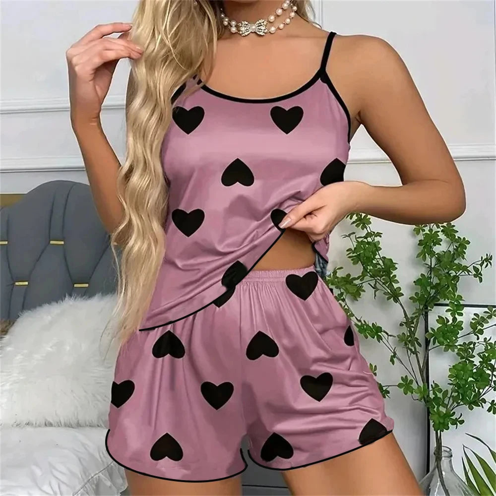 Women's Pajama Set  Pink Heart