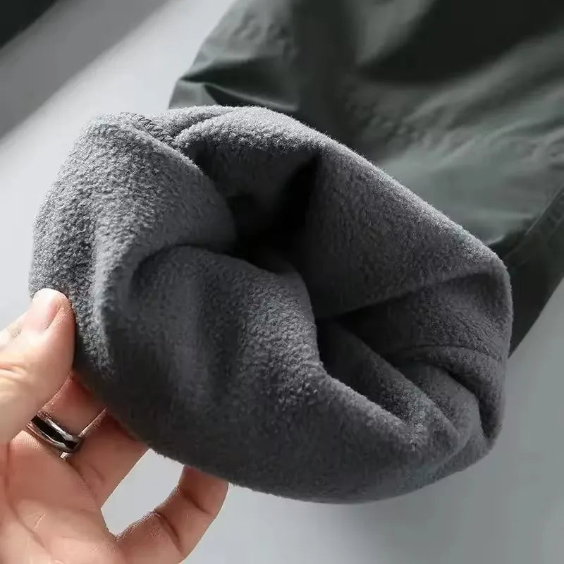 Thick Waterproof Fleece Cargo Pants Men Women Winter Outdoor Multi-pockets