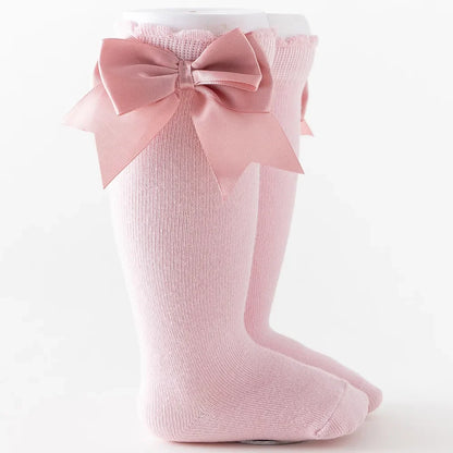 Kids Knee High Socks Baby Girls Cotton Socks Big Bow