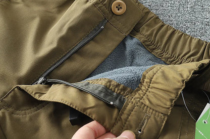 Thick Waterproof Fleece Cargo Pants Men Women Winter Outdoor Multi-pockets
