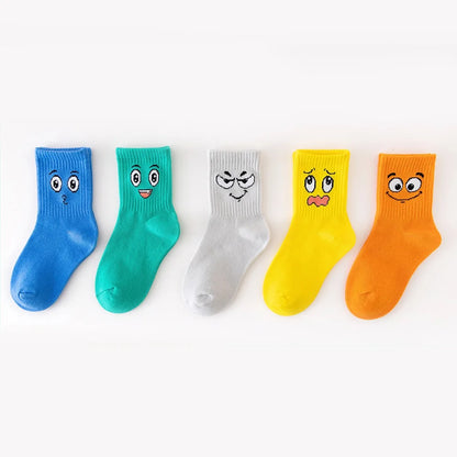 5 Pairs Kids Socks Emoticons childrens