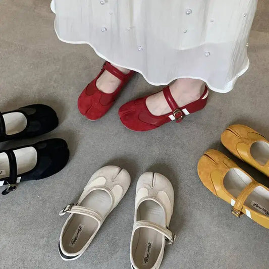 Red Ballet  Split Toe Ballerinas Flats