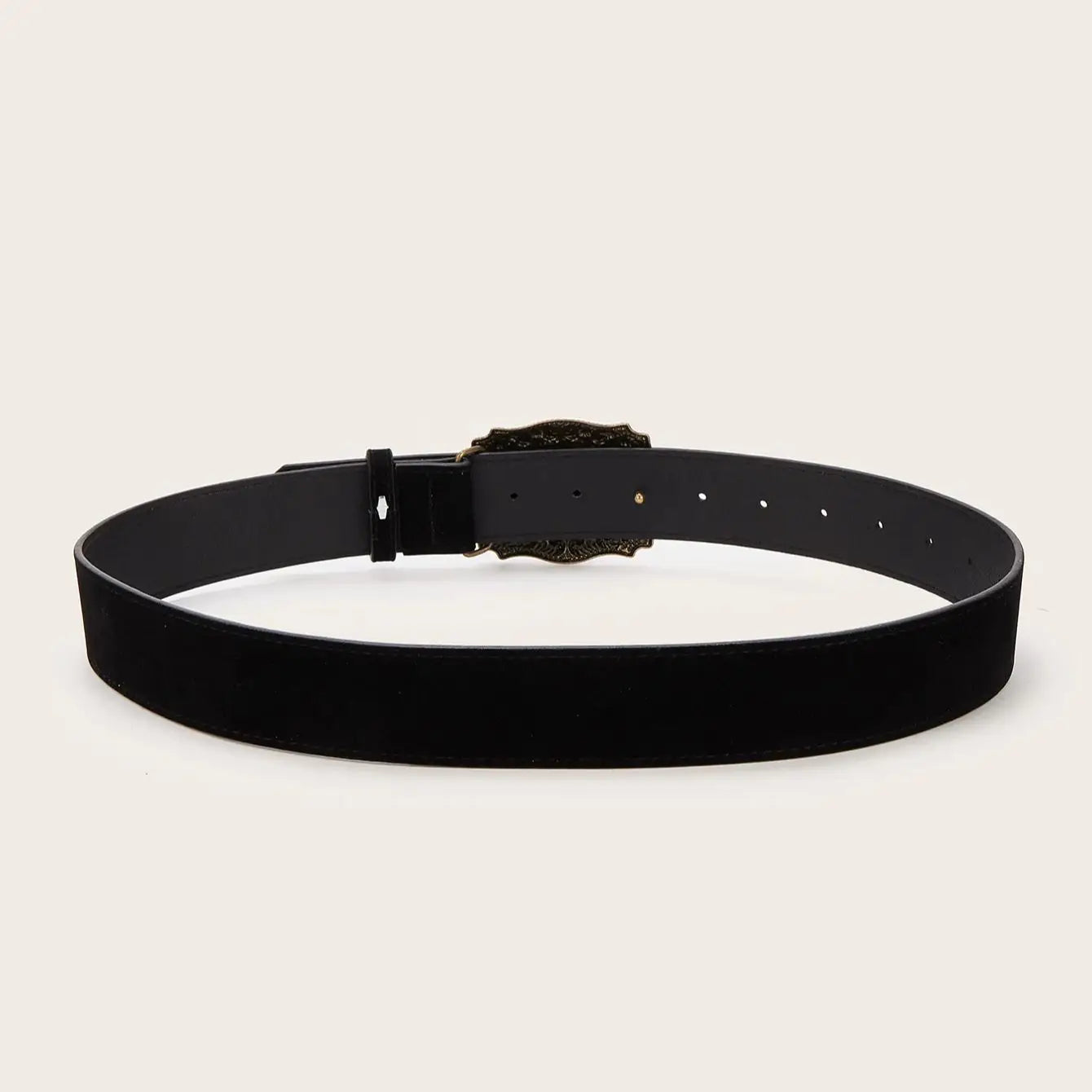 A leisurely leather belt with a horse-head buckle
