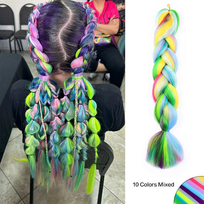 Jumbo Braiding Hair Rainbow Colors Extensions Fi