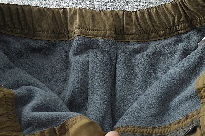 Thick Waterproof Fleece Cargo Pants Men Women Winter Outdoor Multi-pockets