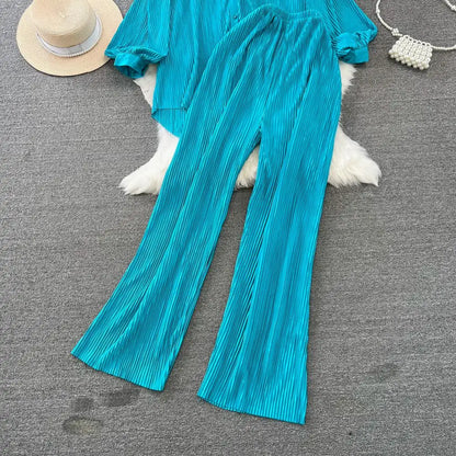 Fashion New Women Solid Casual Loose Two Pieces Set