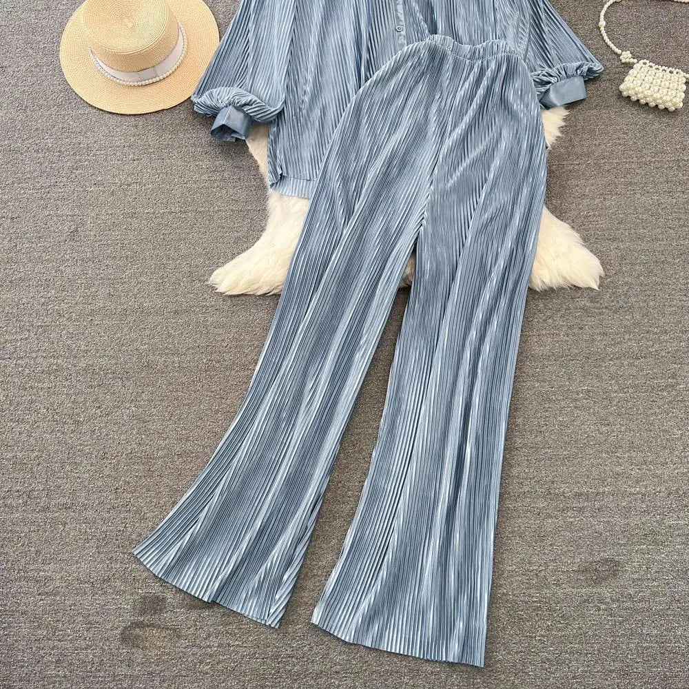 Fashion New Women Solid Casual Loose Two Pieces Set