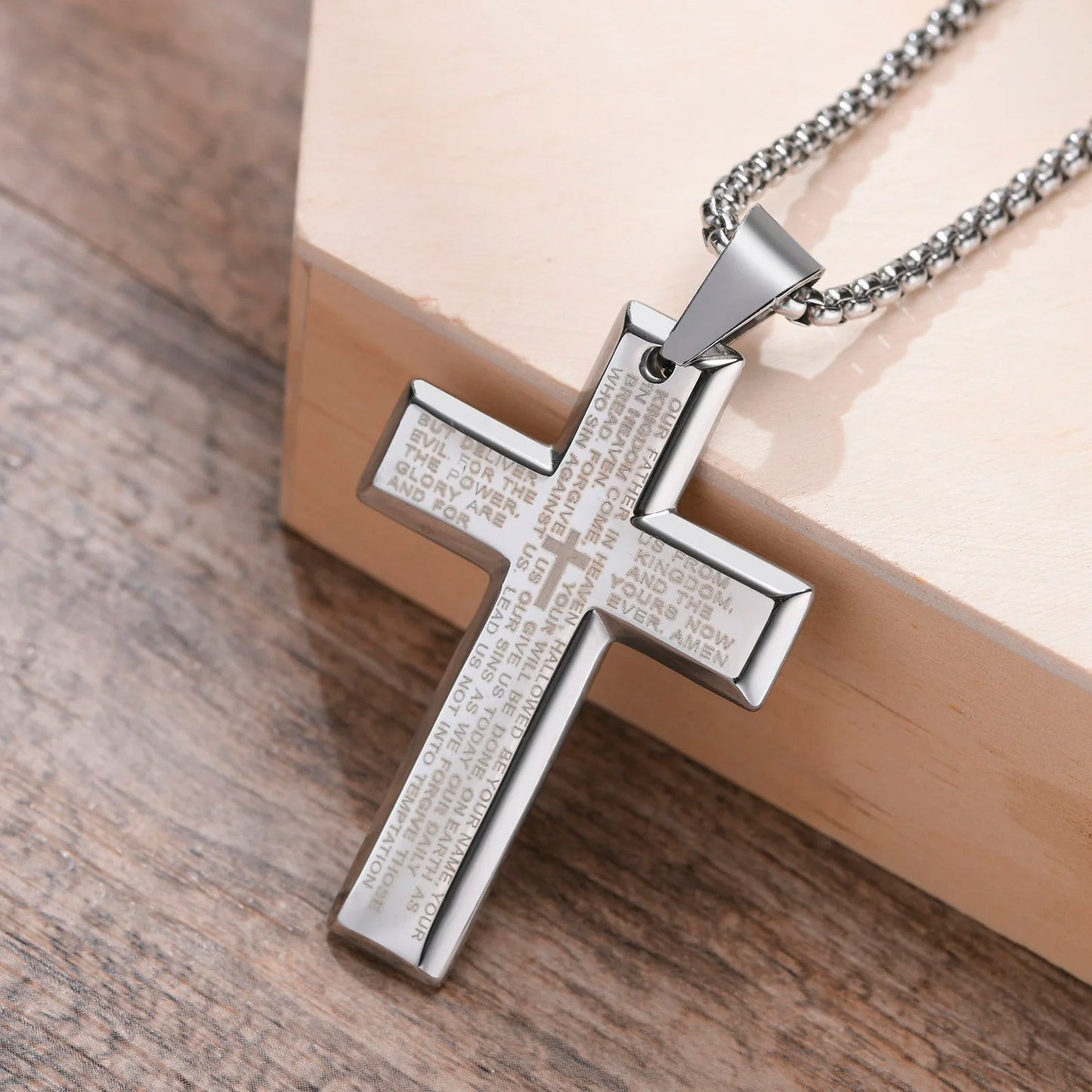 Christian Crucifix Crucifixion Pendant for Men Stainless Steel