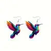 2D Acrylic Hummingbird Earrings