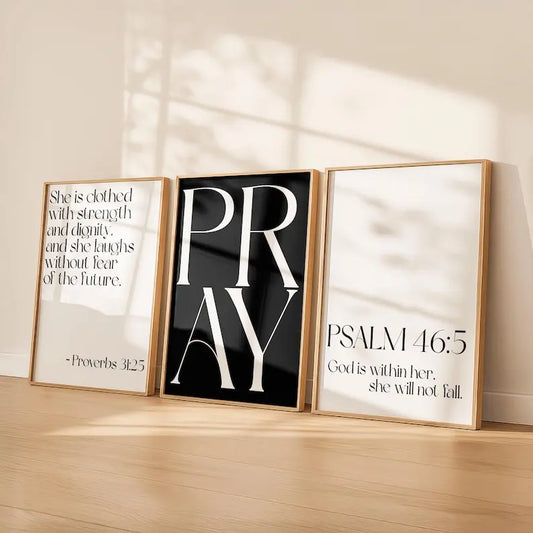 3pcs/set Black White Christian Wall Art Posters
