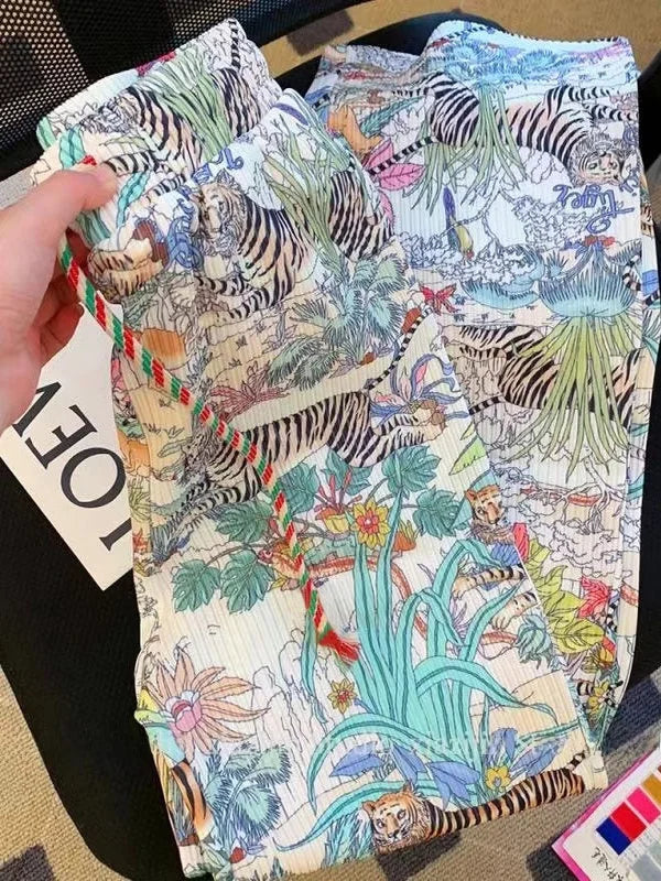 Tiger Print Wide Leg Pants