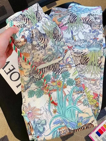 Tiger Print Wide Leg Pants