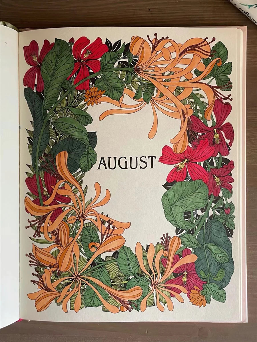 The Flower Year Colouring book