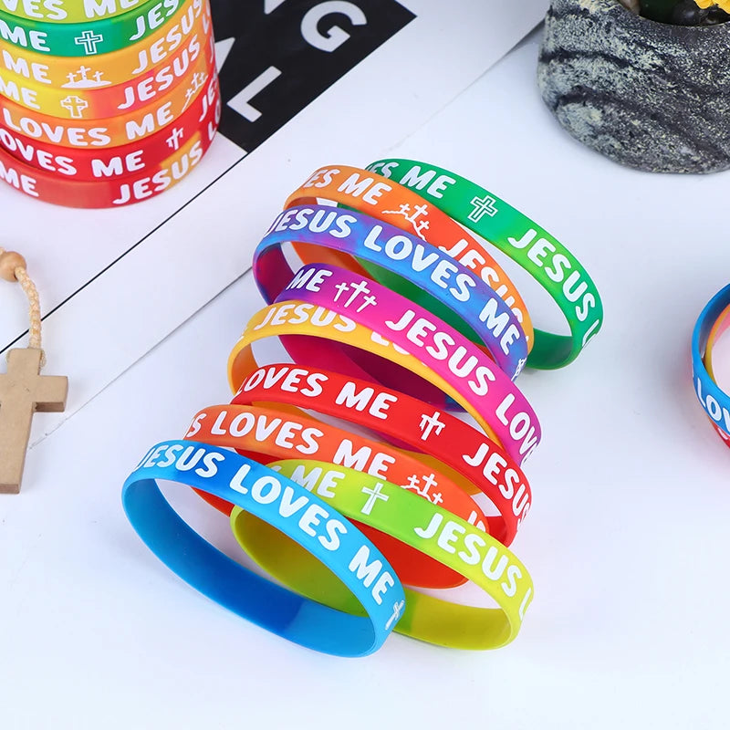 Rainbow Religious Silicone Bracelet