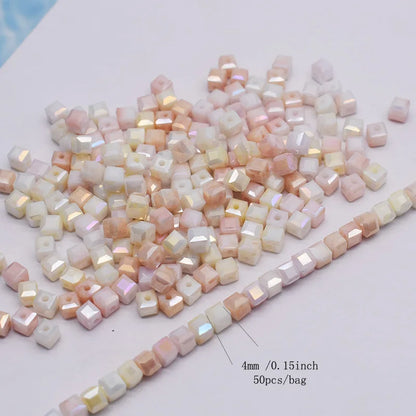 4mm Water Stained Ice Cracks Faceted Crystal Glass