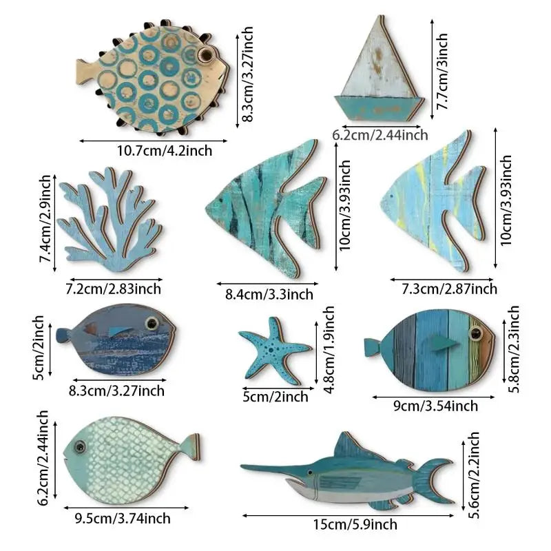10pcs/set Fish Wall Decor
