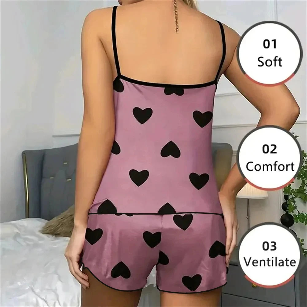 Women's Pajama Set  Pink Heart