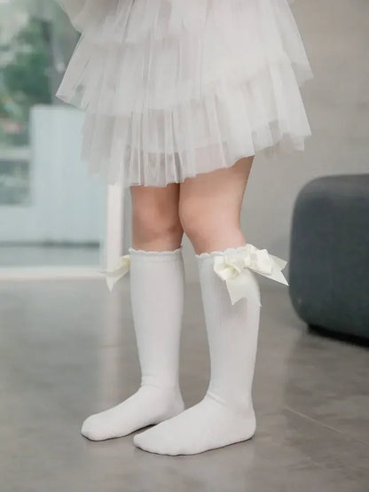 Kids Knee High Socks Baby Girls Cotton Socks Big Bow