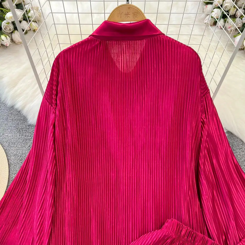 Fashion New Women Solid Casual Loose Two Pieces Set