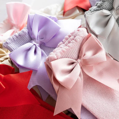 Kids Knee High Socks Baby Girls Cotton Socks Big Bow