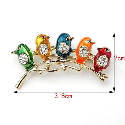 Multi Color Rhinestone Enamelled Bird broach
